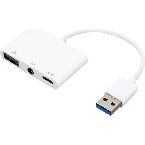 Adaptateur USB 3.0 vers 3.5 mm Mâle/Femelle 3 en 1 pour Casque avec Charge Multifonction (1/5)