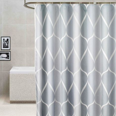 royaluxe - Rideau de Douche en Tissu Imperméable et Anti-moisissure 200x180cm (Hauteur x Longueur), 12 Crochets et l’Ourlet Lesté en Bas, Fibre Polyester, Lavable en Machine, Non-Fade (1/3)