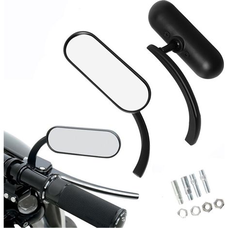 Specchietti retrovisori per moto stile Harley classico, specchietti retrovisori per conversione moto (neri) -Crezuo