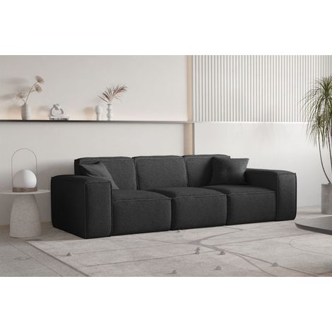Sofa Designersofa CELES PREMIUM 3-Sitzer in Stoff Ascot Bukla Schwarz (1/3)