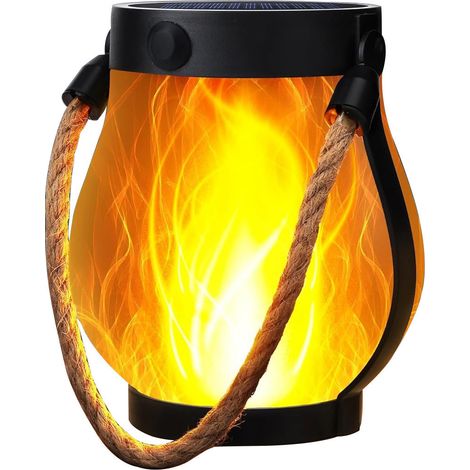 Lanterne solaire à flamme, lumière d'extérieur dansante, suspension par corde, étanche, rechargeable par USB, idéale pour la décoration de jardin et de terrasse. (1/4)