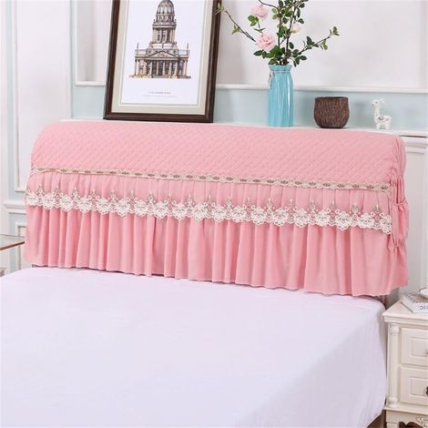 L180cm (rose), Housse de protection anti-poussière pour tête de lit en dentelle de coton, F