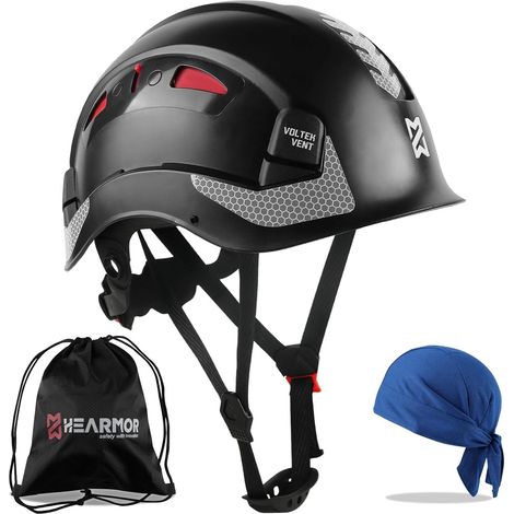 Casque de Protection de Chantier certifié EN397 en ABS réglable avec système à cliquet à 6 Points, avec Doublure de Refroidissement et Sac de Transport – Convient pour Tous Les lieux de (1/5)
