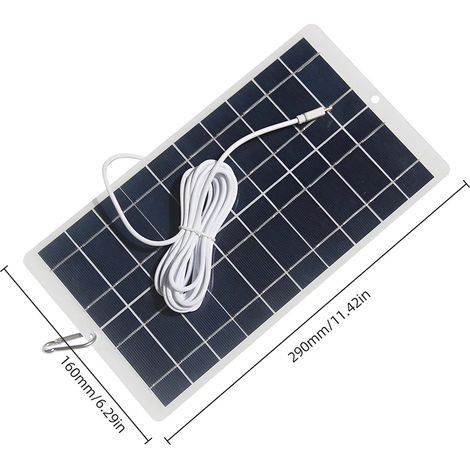 Panneau solaire 8 W, étanche IPX6, monocristallin 5 V, rendement élevé de 19 %, USB-C, charge rapide, panneau solaire portable pour smartphones, moniteurs et caméras de surveillance extérieures. (1/5)