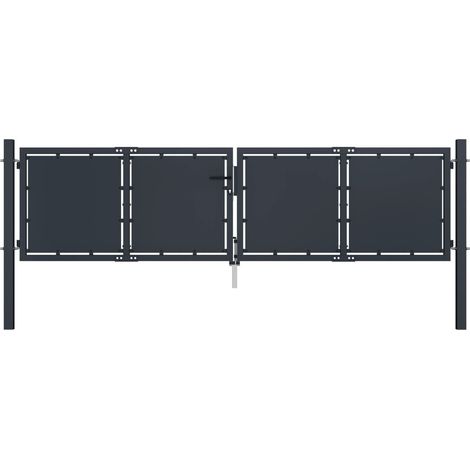 Portail de jardin Acier 300 x 100 cm Anthracite (1/5)