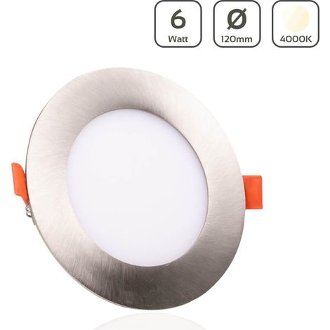 LED Panel Einbaustrahler rund silber - Lichtfarbe: Neutralweiß 4000K - Ausführung: 6W Ø120mm Ausschnitt Ø110mm