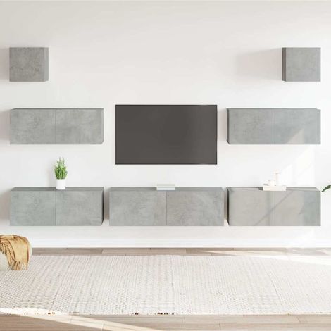 vidaXL Set de muebles de TV 7 pzas madera contrachapada gris hormigón (1/5)