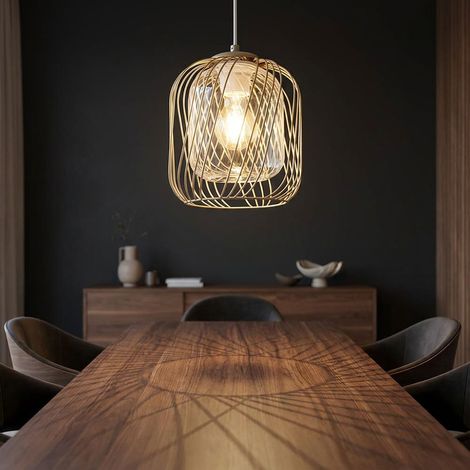 Pendelleuchte Hängelampe Esstischlampe LED Wohnzimmerlampe sand weiß H 150 cm (1/5)