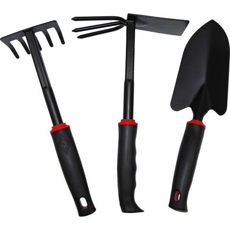 Lot de 3 outils de jardinage à main en acier inoxydable Noir (1/5)