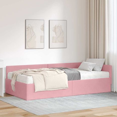 vidaXL Eckbettgestell mit Matratze Sonstiges 2 pcs Grau Samt (1/5)