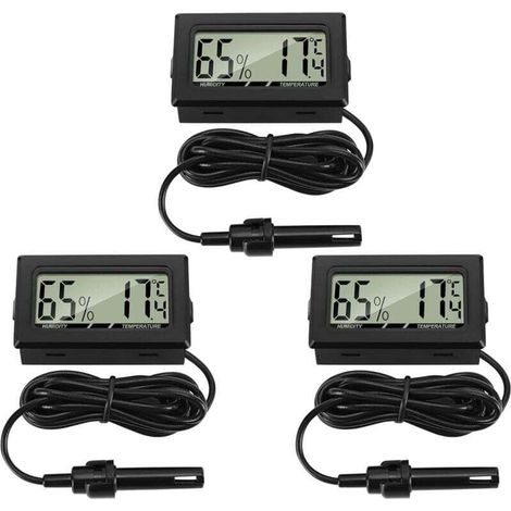 SABIR Thermomètre numérique avec hygromètre externe - 3 pièces - Pour incubateur de reptiles (1/4)