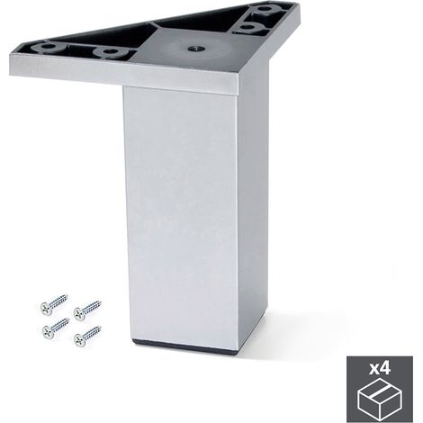 Emuca 2039825 Piede con Viti di Fissaggio per Mobile, Verniciato Alluminio, H 120mm, Set di 4 Pezzi