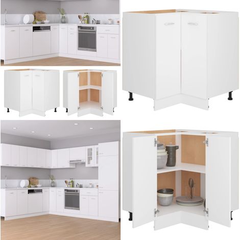 Eckunterschrank Weiß 75,5x75,5x81,5 cm Holzwerkstoff - Küchenmöbel - Eckschränke - Holzschrank - Weißer Schrank - Wohnzimmermöbel - Home & Living (1/5)