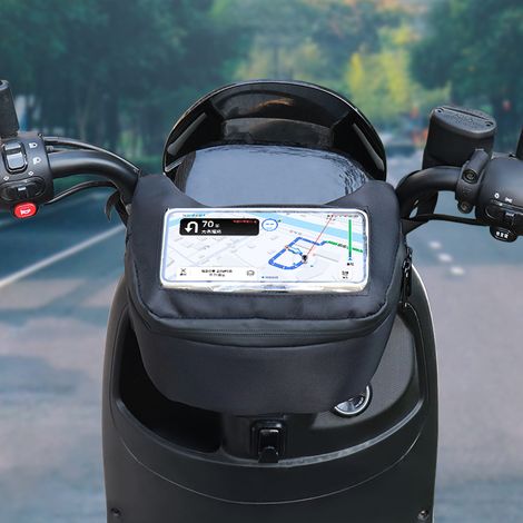 Lot de 2 sacoches de guidon imperméables avec écran tactile – Poche avant pour moto et scooter – Parfait pour ranger smartphone, GPS et accessoires lors de vos déplacements extérieurs (1/5)
