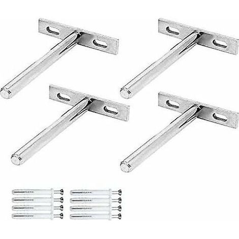 4 Pièces Supports d'Étagère Flottants Invisibles Fixation Cachée Support d'Étagère Murale en Forme de T pour Fixer des Supports d'Étagère en Bois Étagères Invisibles de Bricolage en Bois (1/5)