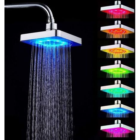 Pommeau de douche LED, effet pluie, lumière LED 7 couleurs, pommeau de douche LED pour un bain romantique, idéal pour la salle de bain de la maison (1/5)