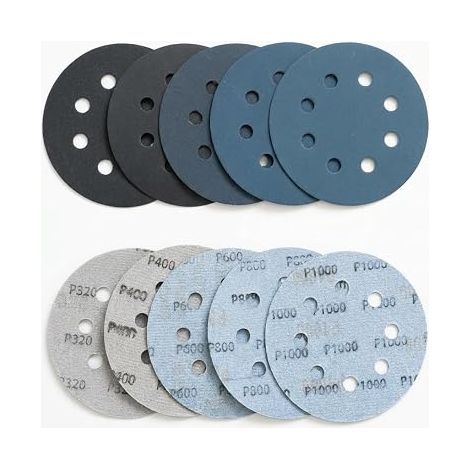 Pack of Sanding Discs 115 mm Grit 320/400/600/800/1000 (8 Holes) (1/5)