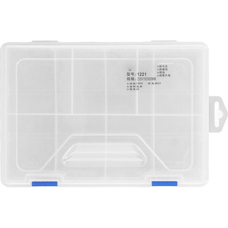 Boîte de Rangement 2 Étagères 8 Casiers Transparente en PP pour Petites Pièces avec Séparateurs Réglables (1/5)