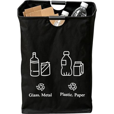 Poubelle portable, ensemble de sacs de tri pliables, système de conteneurs de recyclage étanches, structure de support textile compacte et robuste, conception légère et facile à transporter, pour la m (1/5)
