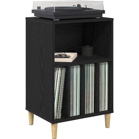 Étagère Murale en Chêne Noir, Support de Bibliothèque 47 x 39,5 x 74,5 cm, Étagère Flottante Industrielle pour Salon, Cuisine et Bureau (1/5)