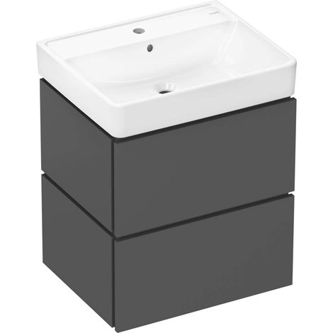 Hansgrohe Xilesa E - Mobiletto per lavabo, 58x73x48 cm, 2 cassetti, grigio ardesia opaco 54396760 (1/5)