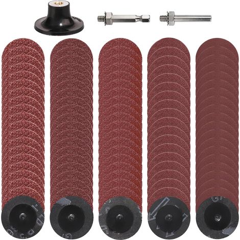 103 Disques à Changement Rapide De 50mm, Support De Disque 1/4", Disques Abrasifs Pour La Préparation De Surface, De Polissage, Les Bavures Et La Peinture Antirouille-Grain 36/60/80/120/180 (1/5)
