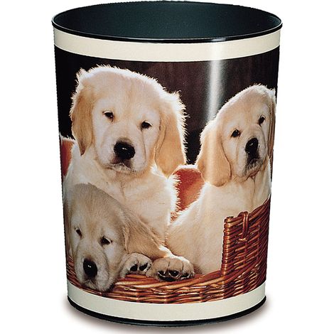 corbeille à papier avec motif chiens, poubelle de 13 litres, parfait pour la chambre d'enfant, rond, plastique solide, motifs différents (1/3)