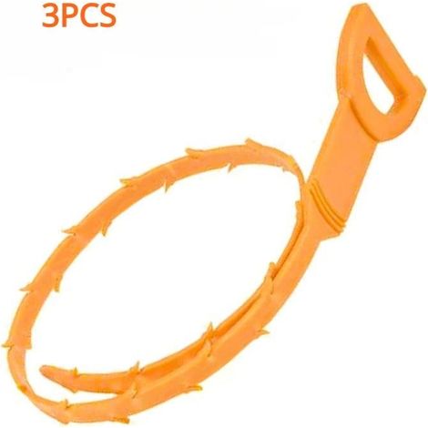 Déboucheur de canalisations TKS, serpent de nettoyage pour douche et lavabo, accessoires de salle de bain, orange, lot de 3 (1/5)