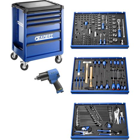 Servante 6 tiroirs avec composition - 208 outils + clé à choc 1/2'' offerte - E220360FEU24