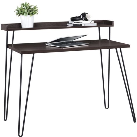 Haven-Bureau avec étagère en aspect bois espresso (1/5)