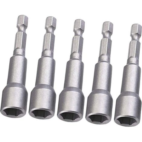 5 Pcs Embout Visseuse Aimanté, 8 mm 1/4'' Hexagonale Embout Visseuse avec Rainure de Changement Rapide pour Perceuse à Main électrique/Perceuse Lithium/Tournevis Pneumatique a Choc