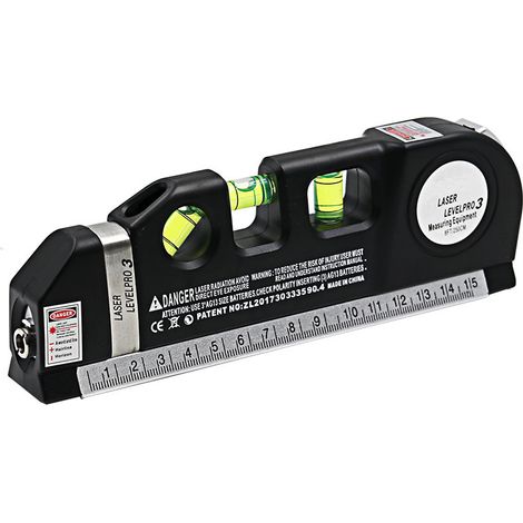 Outil de mesure portable pour la décoration : niveau laser 4 en 1 avec ruban laser et petit niveau infrarouge (niveau laser infrarouge - noir) (1/5)