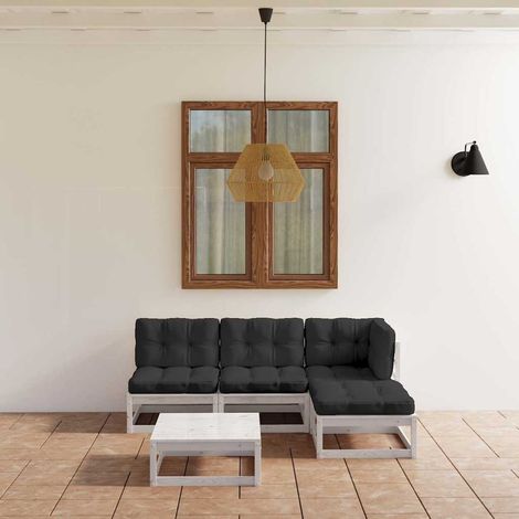Salon de jardin 5 pcs Ensemble Table et Chaise de Jardin - avec coussins Bois de pin massif BV495000 - BonneVie (1/5)