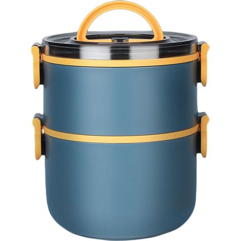 Wiederverwendbare PP-Lunchbox mit großem Fassungsvermögen von 1600 ml, auslaufsicheren Fächern und Tragegriff – Blau, Größe 18 x 14,5 cm – 1 Stück (1/5)