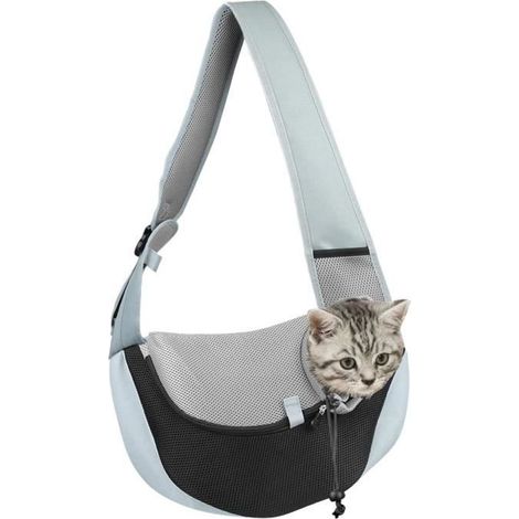 Sac de Transport Bandoulière pour Petit et Moyen Chien Chat -Noir-M (1/4)