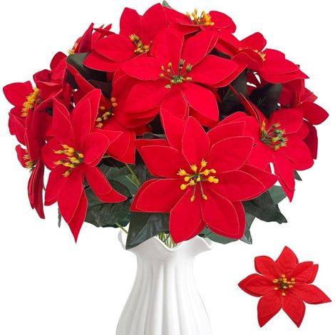 Weihnachtsstern 3 Stück künstlich abnehmbar Rot Dunkelgrün (1/5)