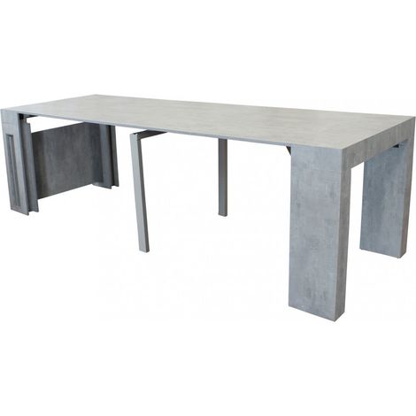 Tavolo consolle allungabile salvaspazio in mdf con struttura in metallo 90x45/300xH75 cm Napoca - Grigio