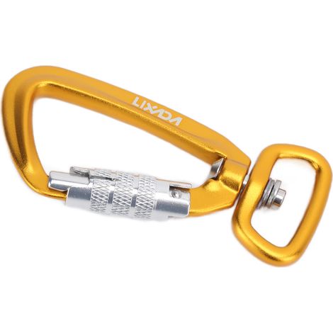 Mousqueton à verrouillage automatique, base carrée, rotation à 360°, accessoire pour laisses de chien, hamacs, sacs à dos, jaune (1/5)