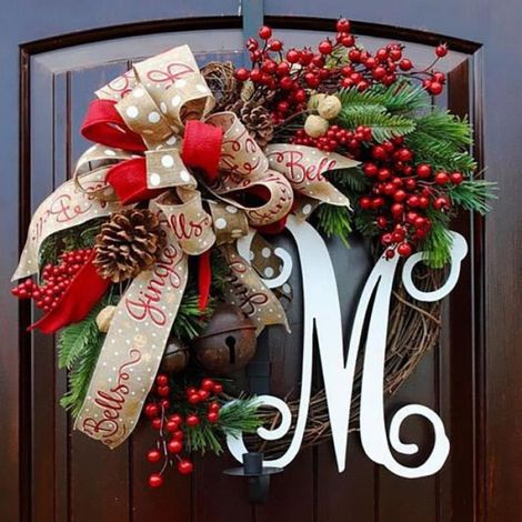 Couronne De Noël - Artificielle - En PVC Avec Aiguilles De Pin - Baies Rouges Et Cônes - 30 Cm - 1 Pièce (1/4)