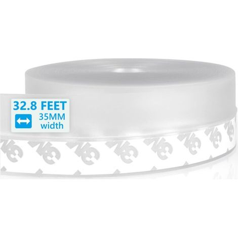 Bande d'Etanchéité en Silicone, 10mx35mm Joint Porte, Bande Etancheite Autocollante, Joint de Porte de Douche Cuisine Toilettes Imperméable Coupe-vent Anti-poussière (Transparent) (1/5)