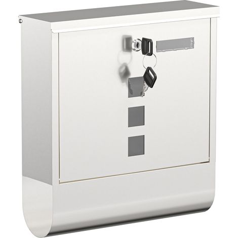 Wiltec Briefkasten mit Zeitungsrolle 305 x 95 x 335 mm, Wandbriefkasten mit Namensschild, Sichtfenstern, Schloss und Zeitungsrolle, Postkasten aus Edelstahl (1/5)