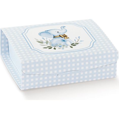 Scotton Scatola Gift Elefantino Azzurro Cartoncino 7x7x3 cm 10 pz