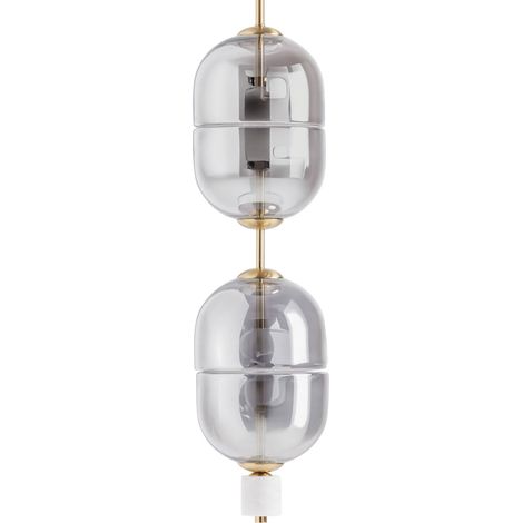 Lustre art déco en cristal fumé gris élégant pour salon moderne - Gris fumé cristal (1/3)