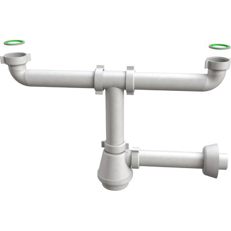 SIFONE SCARICO 2 VIE SENZA PILETTA PER LAVELLO IN ACCIAIO INOX MODELLO FIASCA - 11/2 X ø40X230 MM - BON