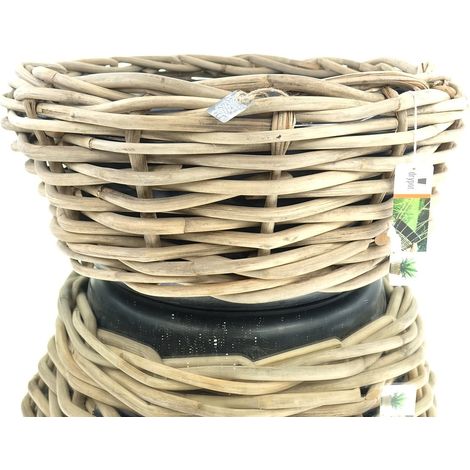 VAN DER LEEDEN DRYPOT® Rattan Pflanzkübel Grau Ø 59 cm - Sylter Körbe (1/3)