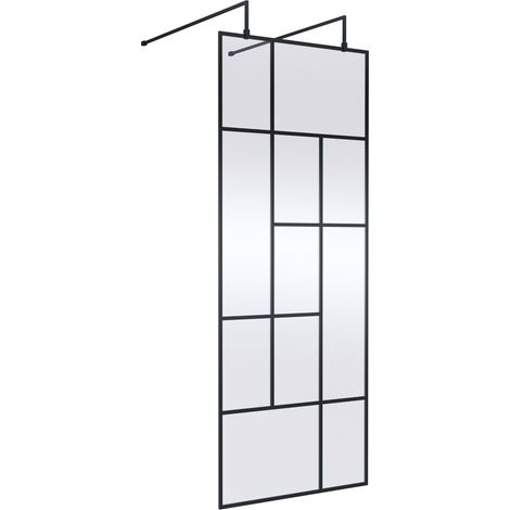 Hudson Reed Abstract Frame Wetroom Screen with Support Bars 800mm Wide - 8mm Glass (1/2)