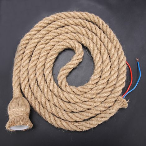 Douille de lampe rétro en corde de chanvre de style campagnard américain E27 de 3 mètres, adaptable aux tensions de 85 à 265 V. (1/5)