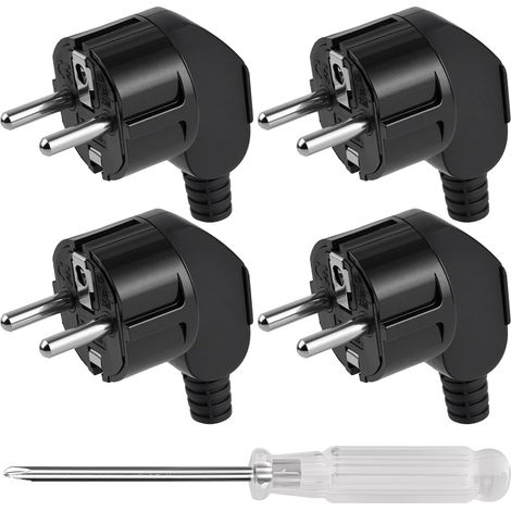 4 Pièces Fiche Coudée, Fiche Mâle, Prise Electrique Male 250V 16A (1/5)