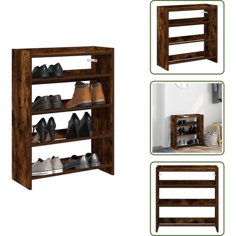 Schuhregal Räuchereiche 60x25x62 cm Holzwerkstoff - Schuhregal - Schuhregale - Schuhschrank - Schuhe Aufbewahrung (1/5)