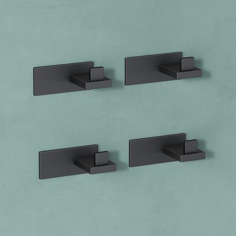 Mai & Mai Kleiderhaken 4 Stück Wandgarderobe Wandhaken aus Edelstahl Garderobenleiste Garderobenhaken 8cm Matt schwarz Stalo-06
